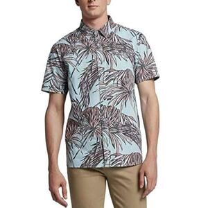 Hurley Small Reverse Print Blue Short Sleeve Shirt Tropical Koko Bliss‎ Beachy